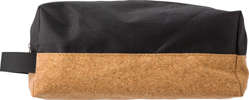 Polyester and cork toilet bag